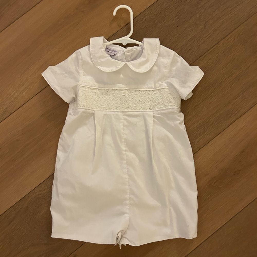 White Toddler Romper with Peter Pan Collar